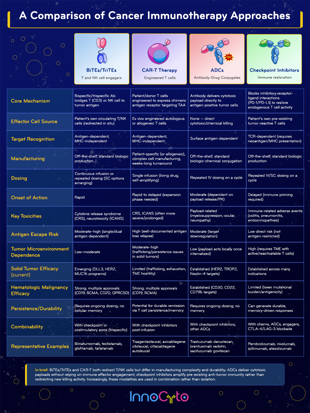 A Comparison of Cancer Immunotherapy Approaches